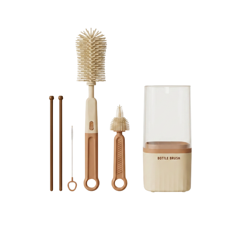 Babynestia silicone baby bottle brush set with drying rack