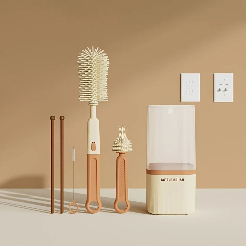 Babynestia silicone baby bottle brush set with drying rack