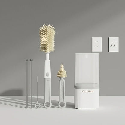 Babynestia silicone baby bottle brush set with drying rack