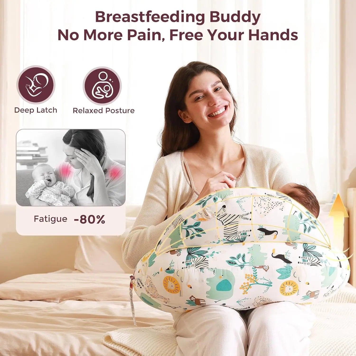 Babynestia hands-free nursing and breastfeeding support pillow