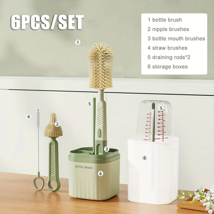 Babynestia silicone baby bottle brush set with drying rack