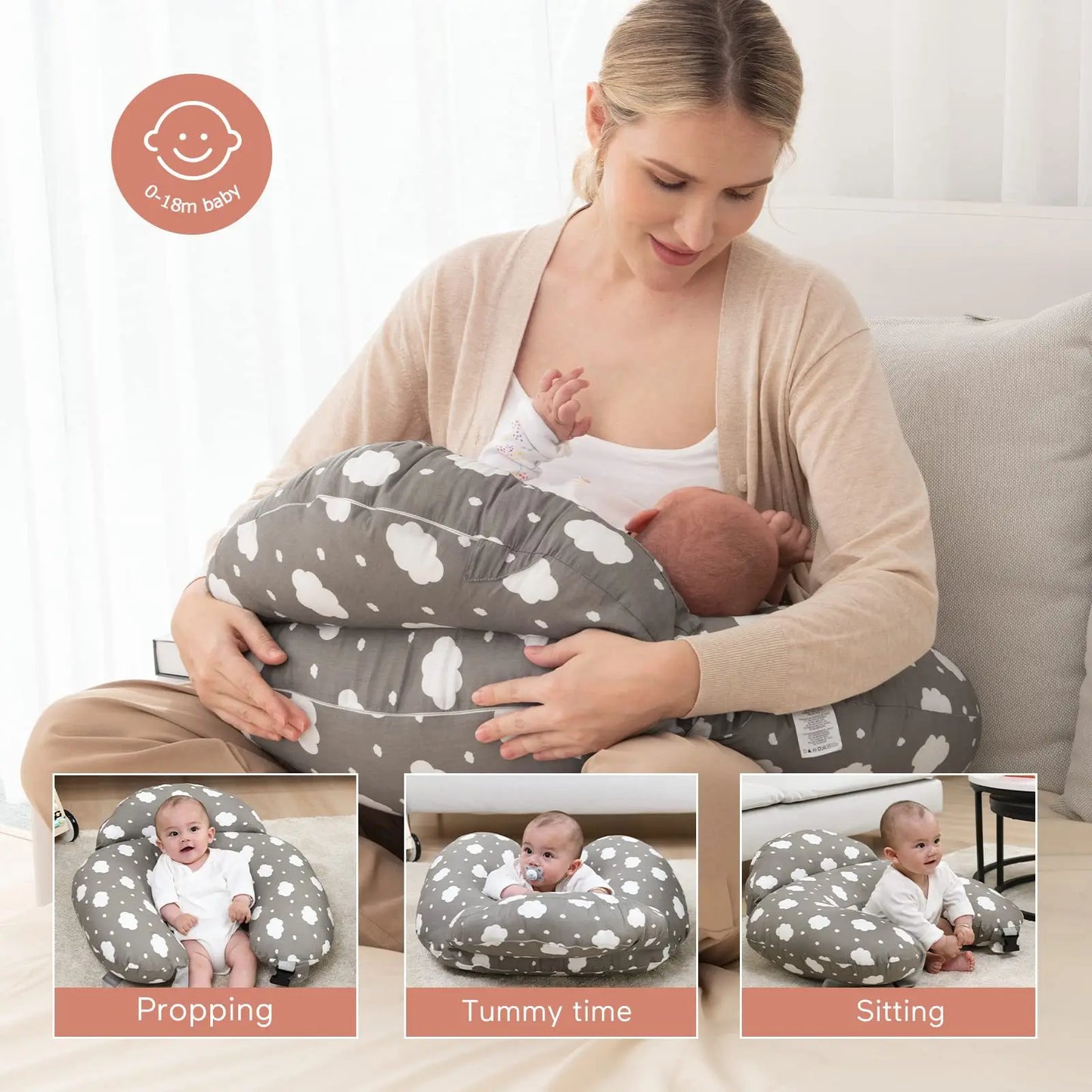 Babynestia hands-free nursing and breastfeeding support pillow