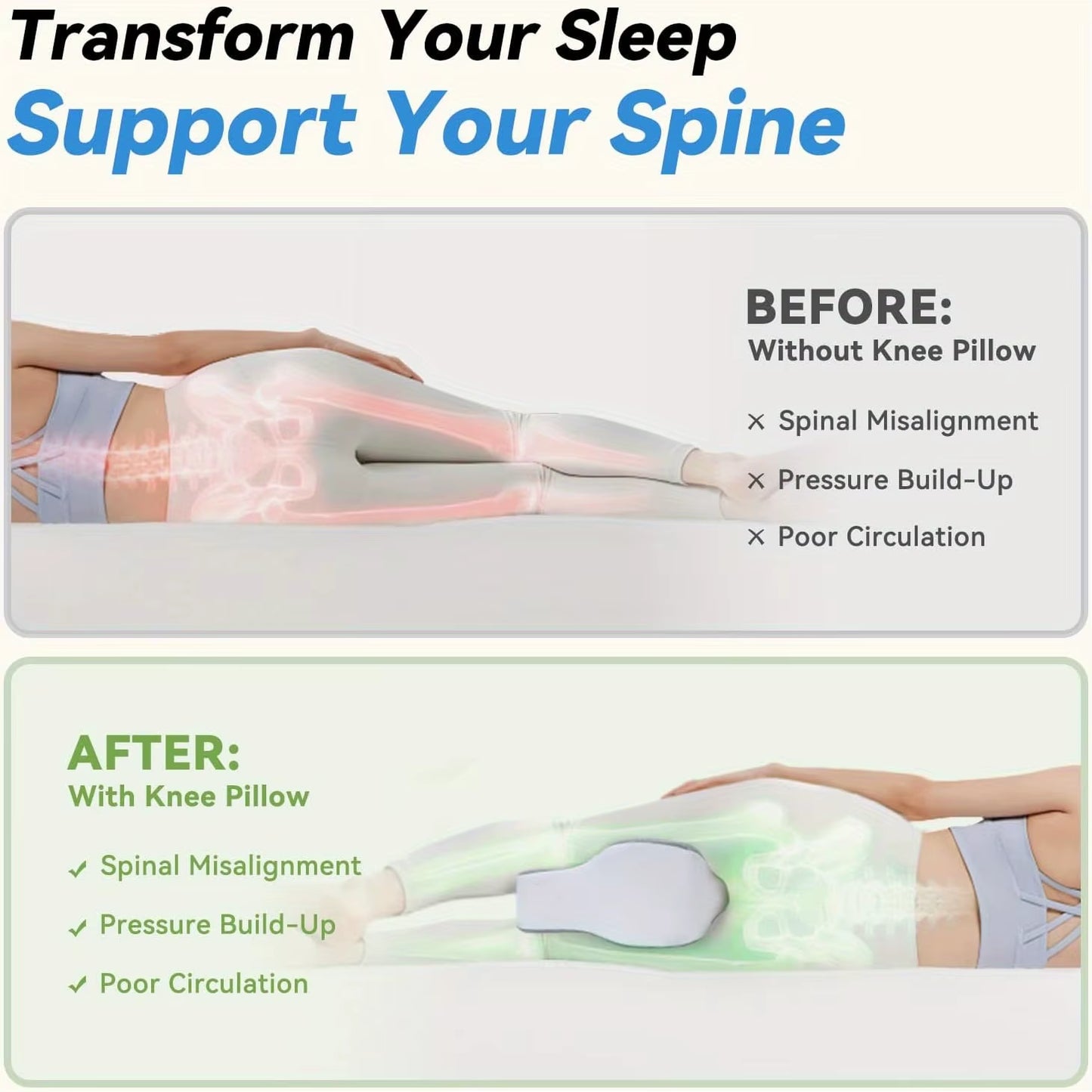 Babynestia memory foam knee pillow for side sleepers