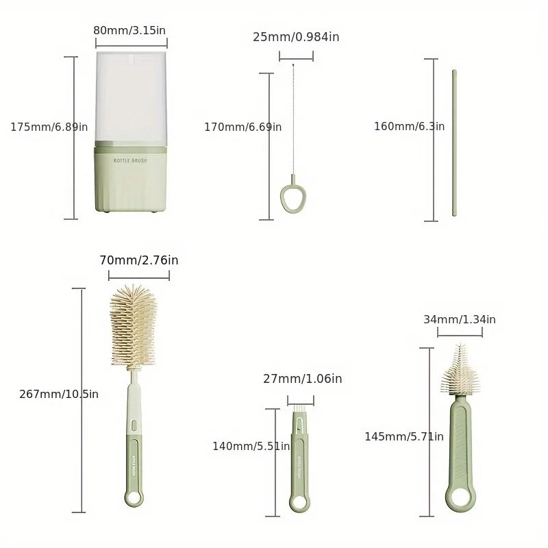 Babynestia silicone baby bottle brush set with drying rack