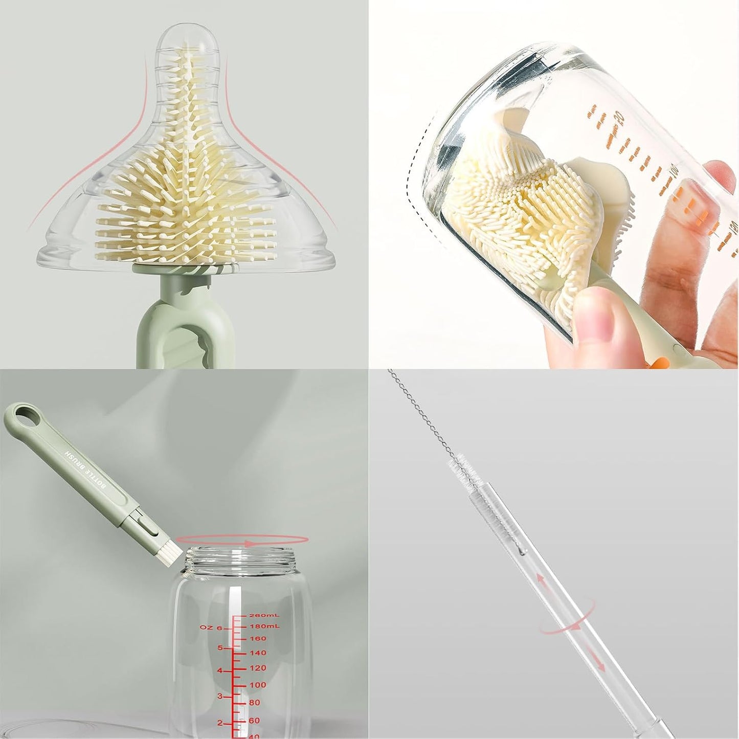 Babynestia silicone baby bottle brush set with drying rack