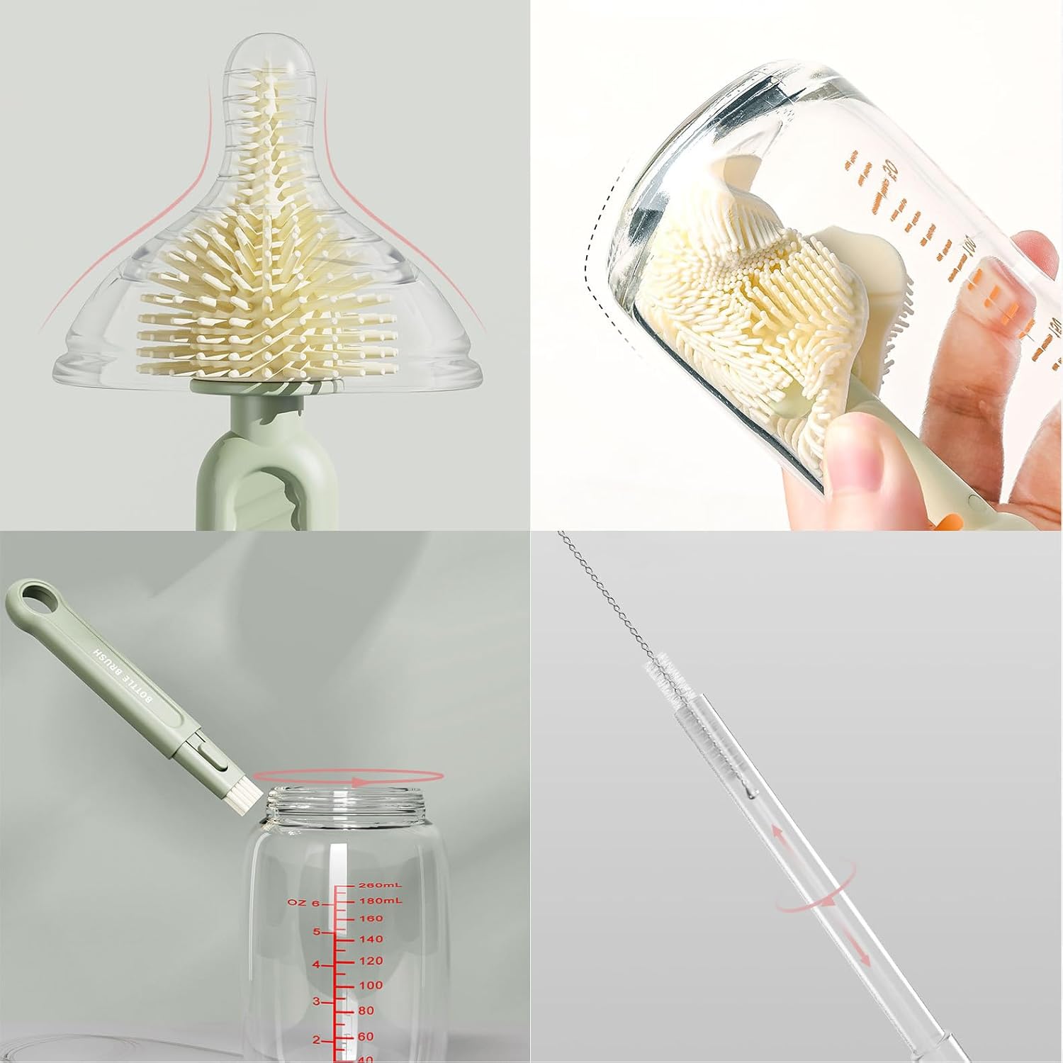 Babynestia silicone baby bottle brush set with drying rack