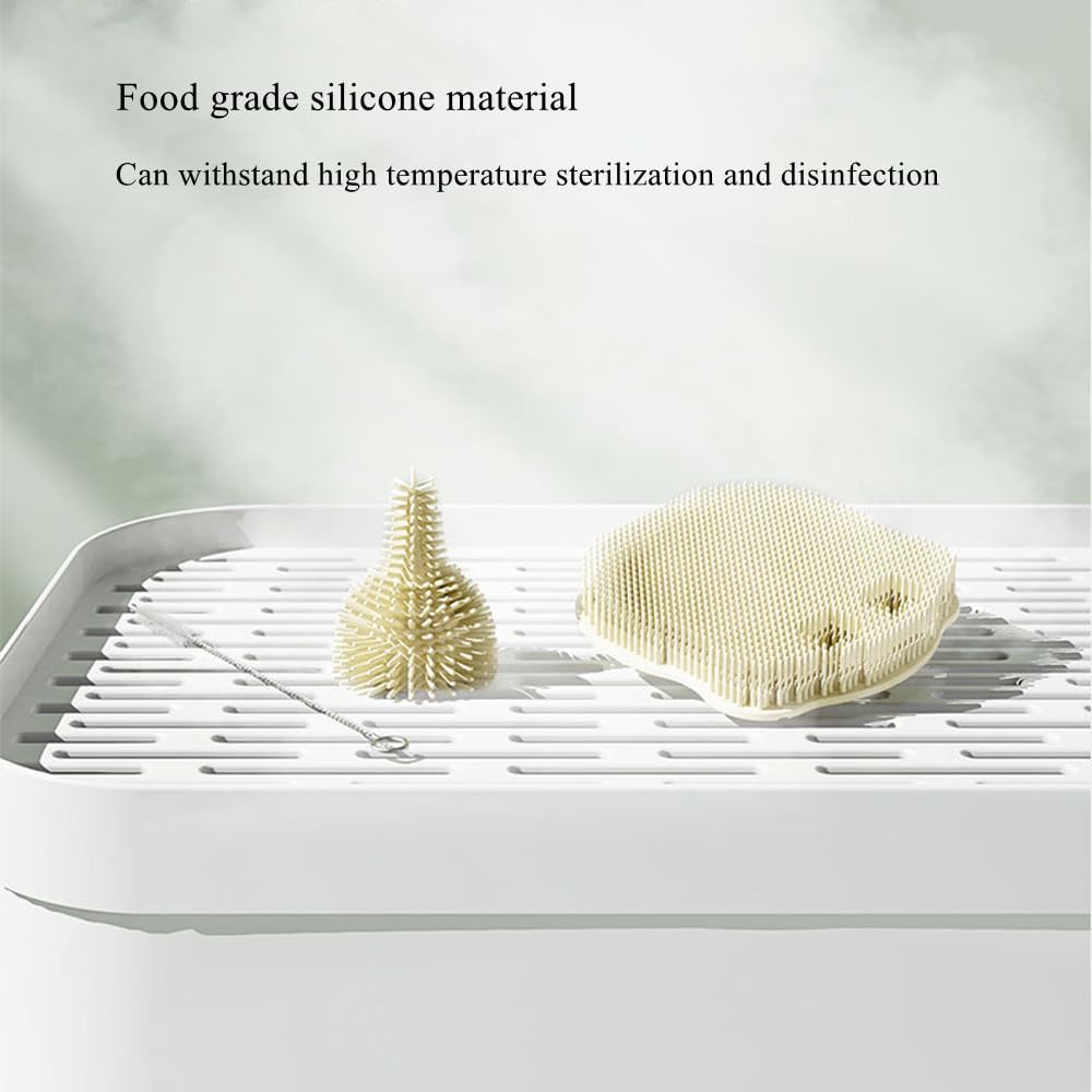 Babynestia silicone baby bottle brush set with drying rack